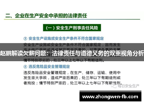 赵鹏解读欠薪问题：法律责任与道德义务的双重视角分析